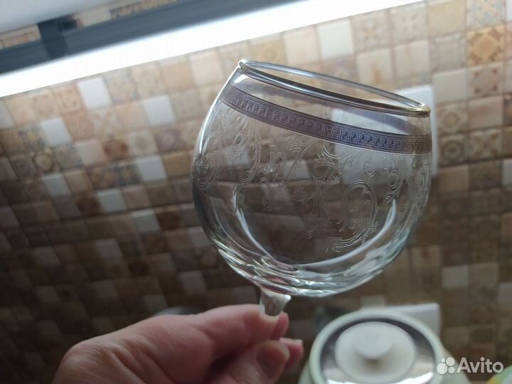 Набор рюмок и фужеров (стекло, позолота)