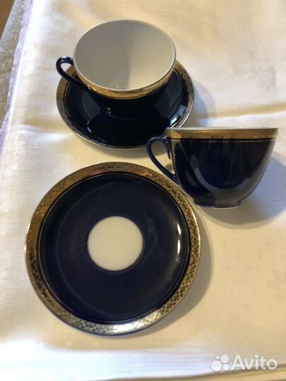 Клмплект чайный СССР лфз, кобальт новый