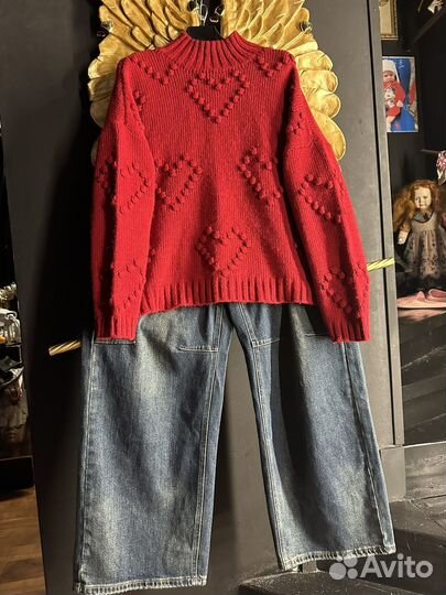 Свитер с букле сердцем 50/60