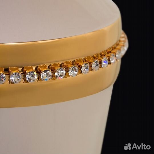 Лампа 'Мозель',белая с золотом, керамика, 16x16xh3