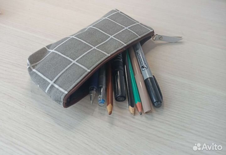 Холщовый геометрический пенал для школы