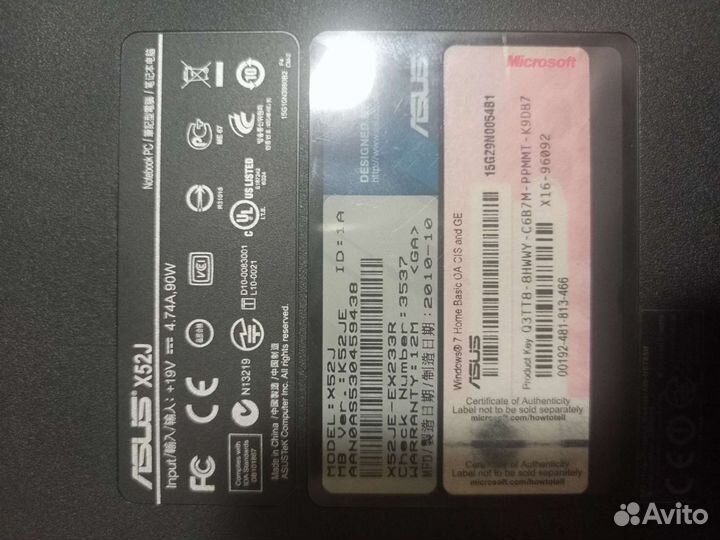 Ноутбук asus x52j