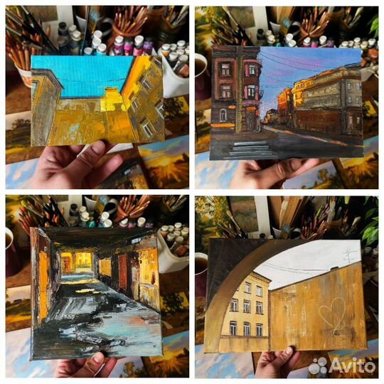 Картина маслом Петербург дворы городской пейзаж