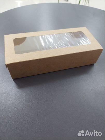 Крафт коробка с окном, 17x7x4см, 50 шт