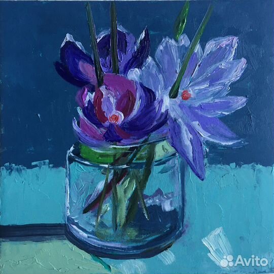 Картина маслом на холсте/цветы/весенние цветы