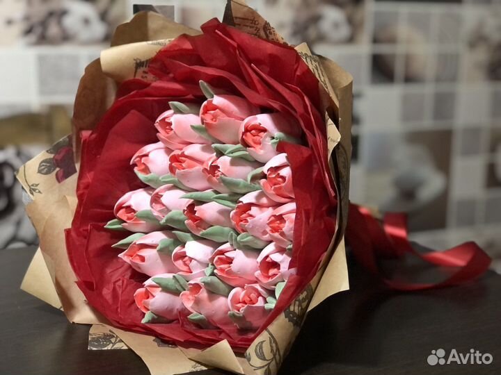 Тюльпаны из зефира круглый год