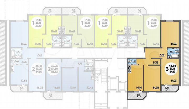 3-к. квартира, 84 м², 16/17 эт.