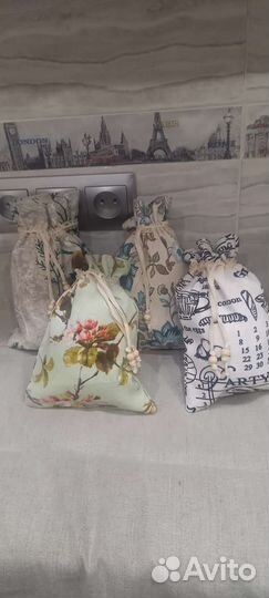 Мешочки из льна на льняной подкладке