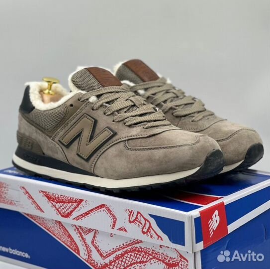 Стильные и уютные New Balance 574 с мехом Бежевые