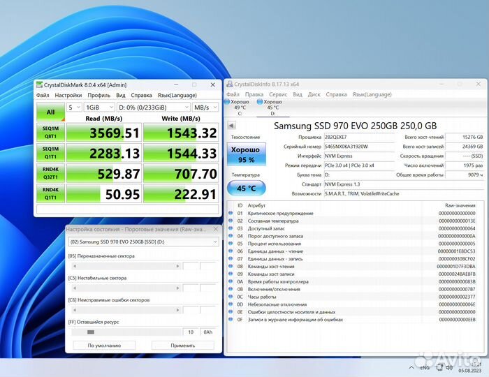 SSD M.2 накопитель Samsung 970 EVO 250 гб