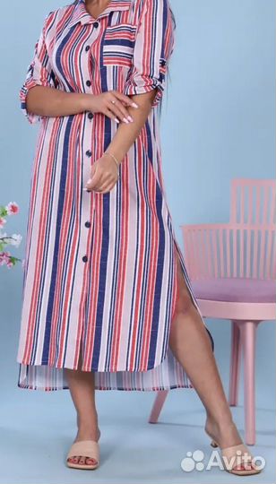 Платье туника халат женский хлопок