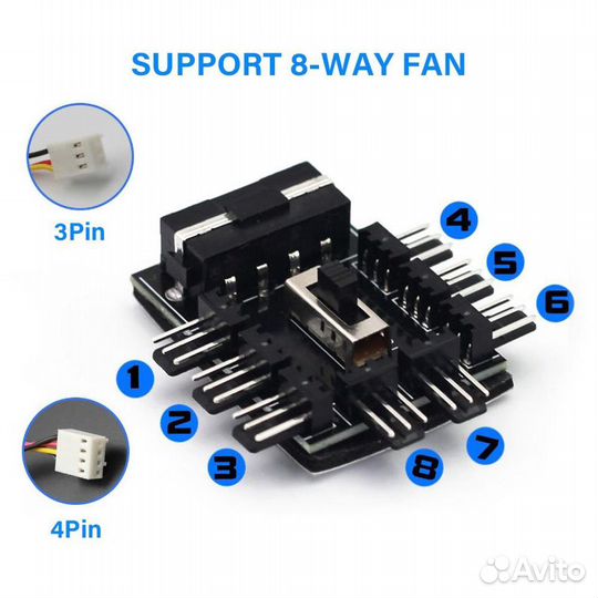 Разветвитель на 8 вентиляторов, новые