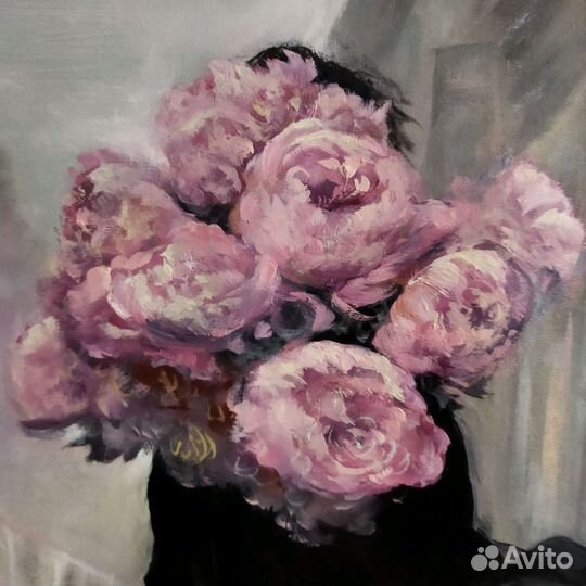 Пионы, картина с цветами 40х60 см