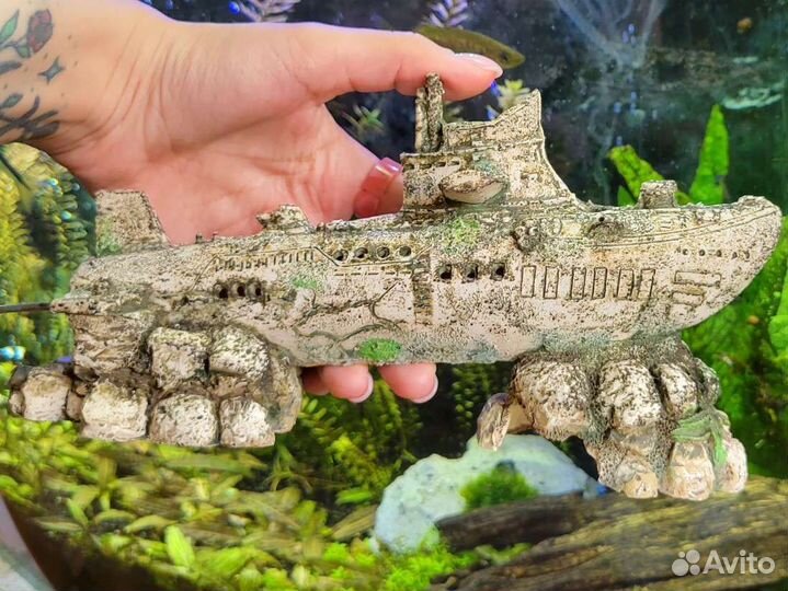 Украшение для аквариума, корабль, антифосфат