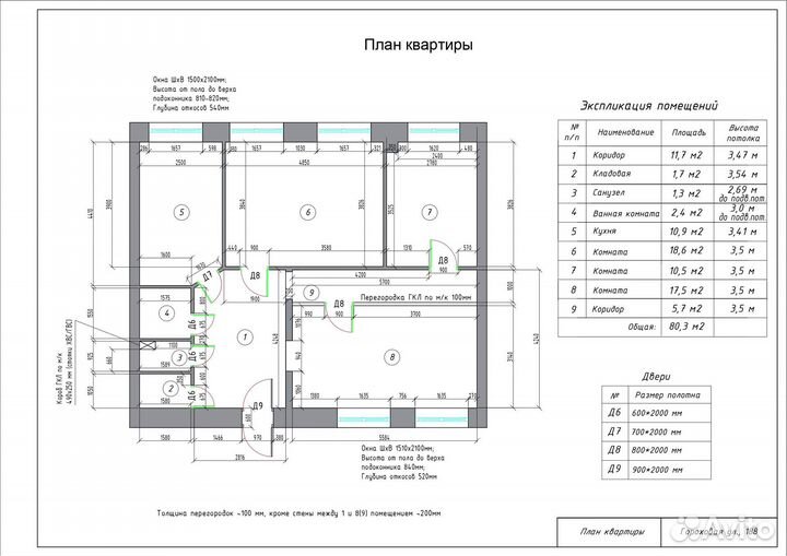 Обмеры помещений / Оформление в Аutocad