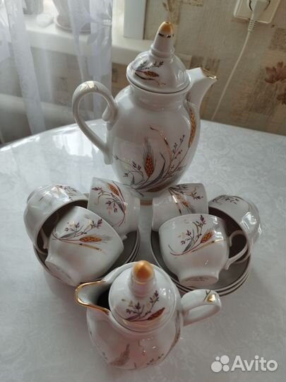 Сервиз кофейный Золотой колос,новый, Дулево