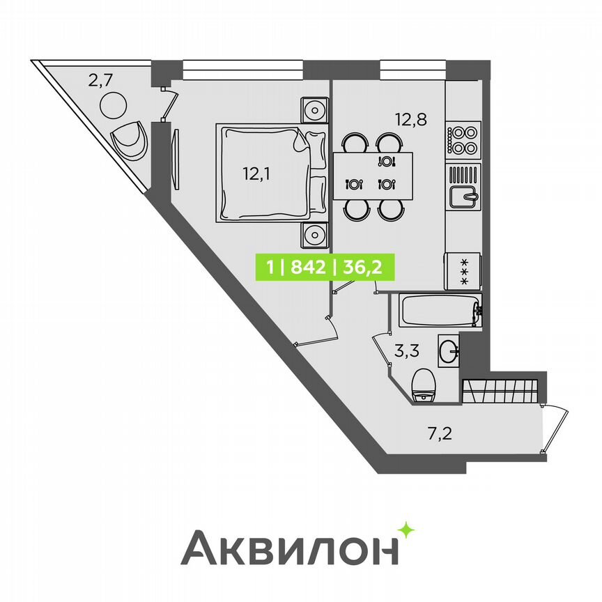 1-к. квартира, 36,2 м², 13/13 эт.