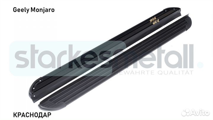 Пороги подножки Geely Monjaro с нержавеющей площадкой