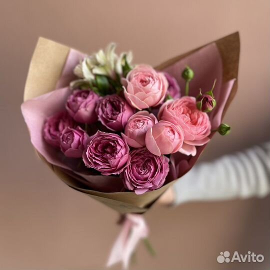 Букет цветов «Ягодный смузи» (Роза пионовидная)