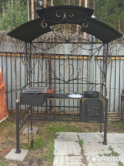 Кованый мангал с печью