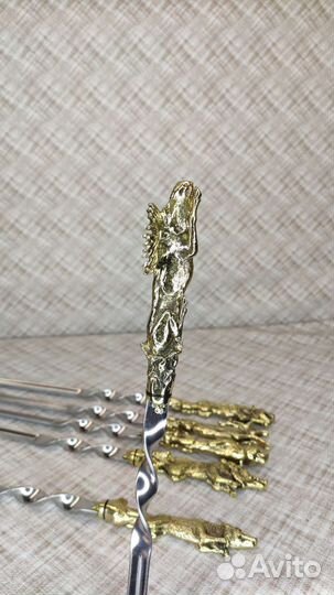 Шампуры в чехле, ручки из латуни 