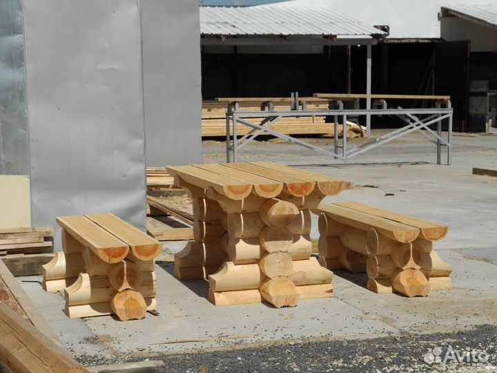 Сруб стола из оцилиндрованного бревна для Бани