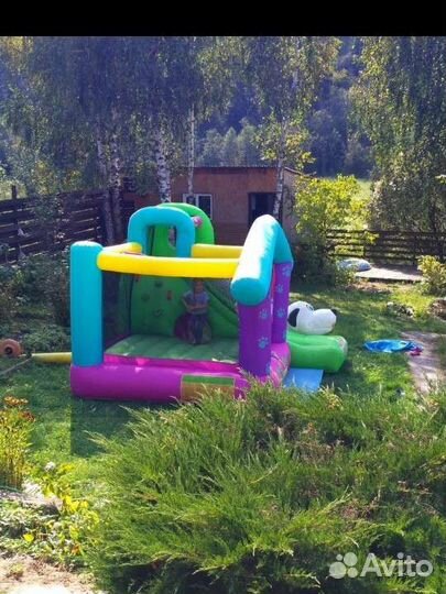 Надувной батут с горкой happy hop