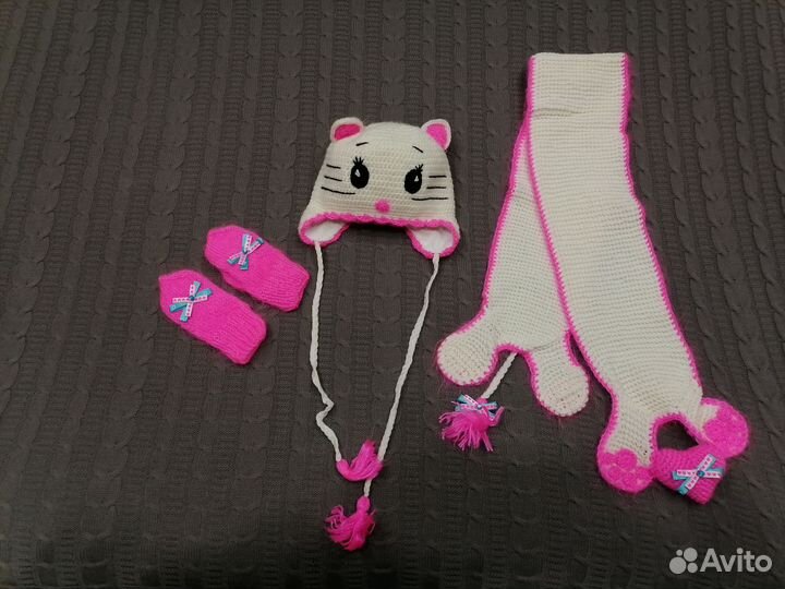 Комплект шапка, шарф, варежки