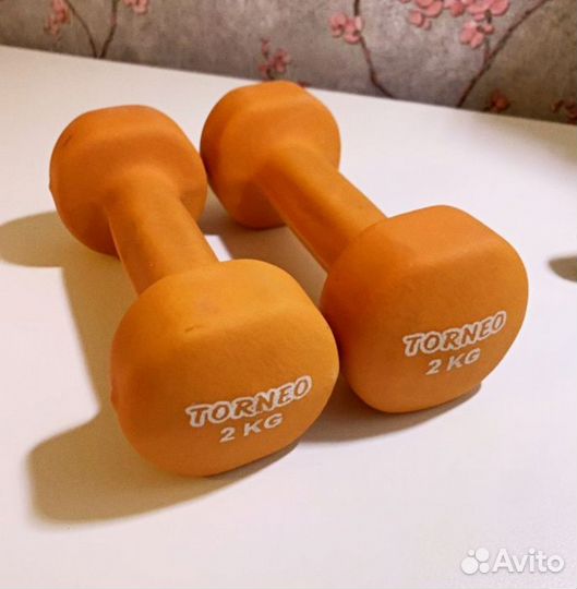 Гантели 2 кг обрезиненные Torneo