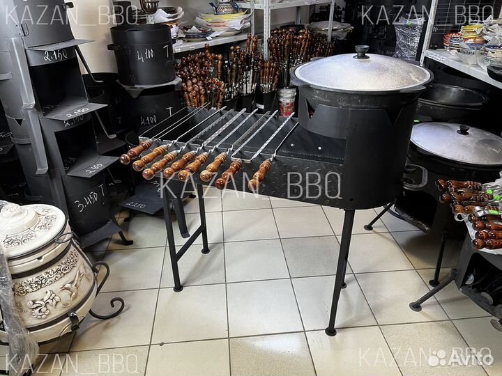 Мангал с чугунным казаном, комплект