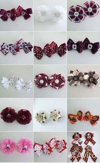 Бантики ручной работы. Броши