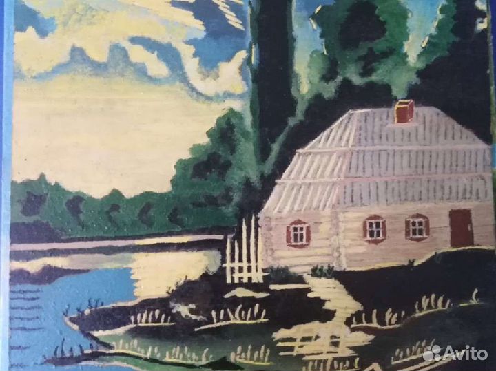 Картина на холсте домик У озера