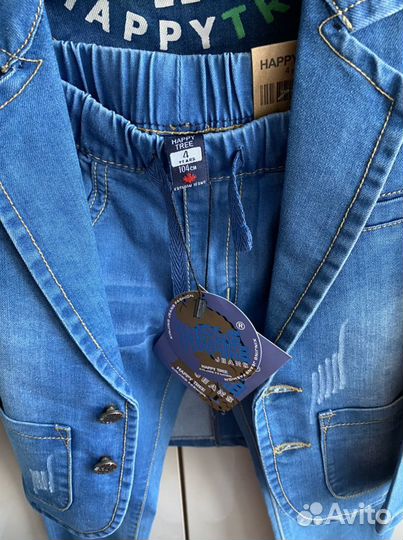 Джинсовый костюм новый 110 см