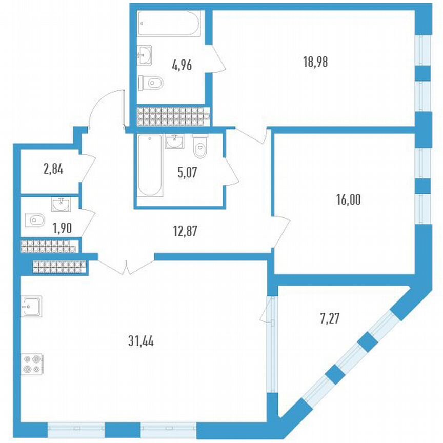 2-к. квартира, 97 м², 20/23 эт.