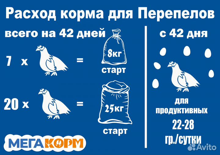 Комбикорм Мегакорм Перепелов Старт и Продуктивный