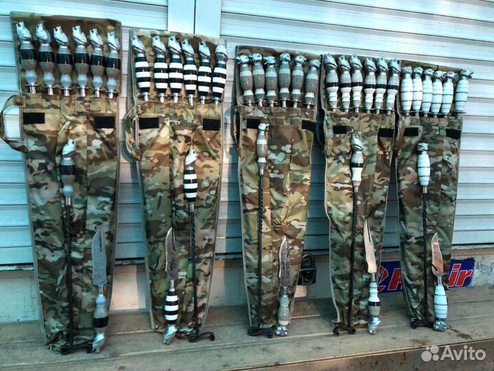 Набор шампуров с каменный ручкой