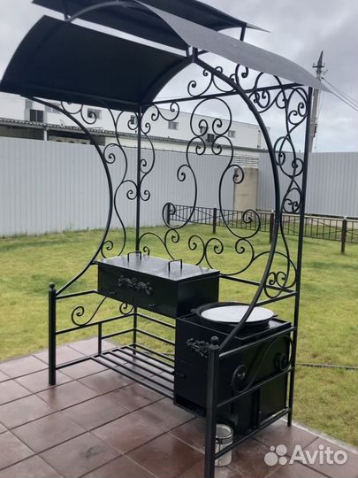 Мангал с печью под казан