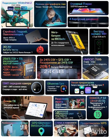 BlackView Oscal Pad 18 8/256 LTE+чехол+стилус