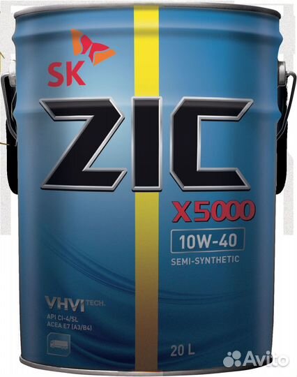 ZIC X5000 10W40 (20L) масло мот. п/инт.\API CI-4/S