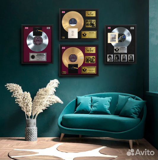 Eminem, 2 pac и др. золотой винил в рамке подарок