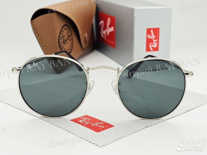 Очки Ray Ban 3447 Round Metal Silver Black Стекло