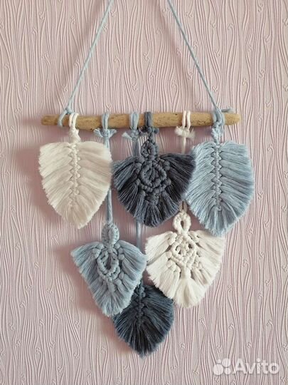 Макраме панно листья