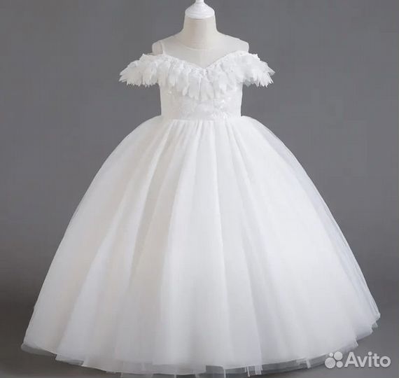 Шикарное белое платье для девочки 120-140