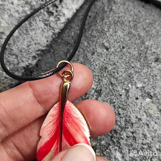 Кулон подвеска Перо эмаль