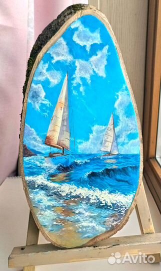 Картина на спиле Морской пейзаж с парусниками