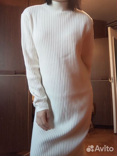 Платье свободного прямого кроя женское бежевое