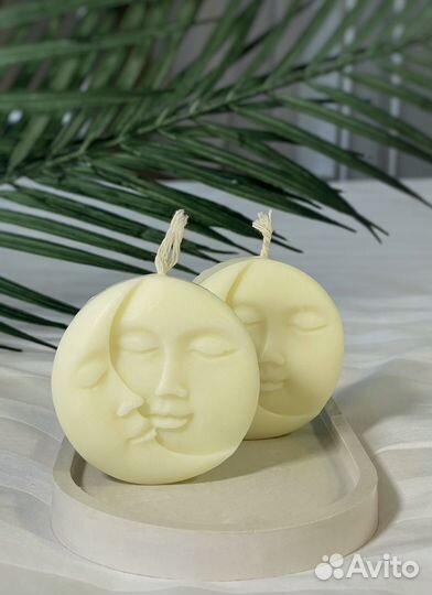 Набор поднос + 3 свечи солнце и луна