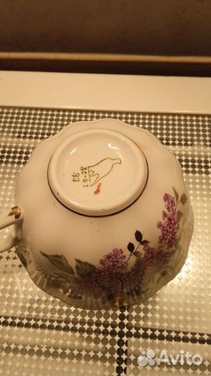 Чайная пара Дулёво Сирень, плюс блюдце