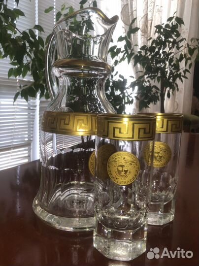 Графин, стаканы,бокалы и фруктовница хрусталь