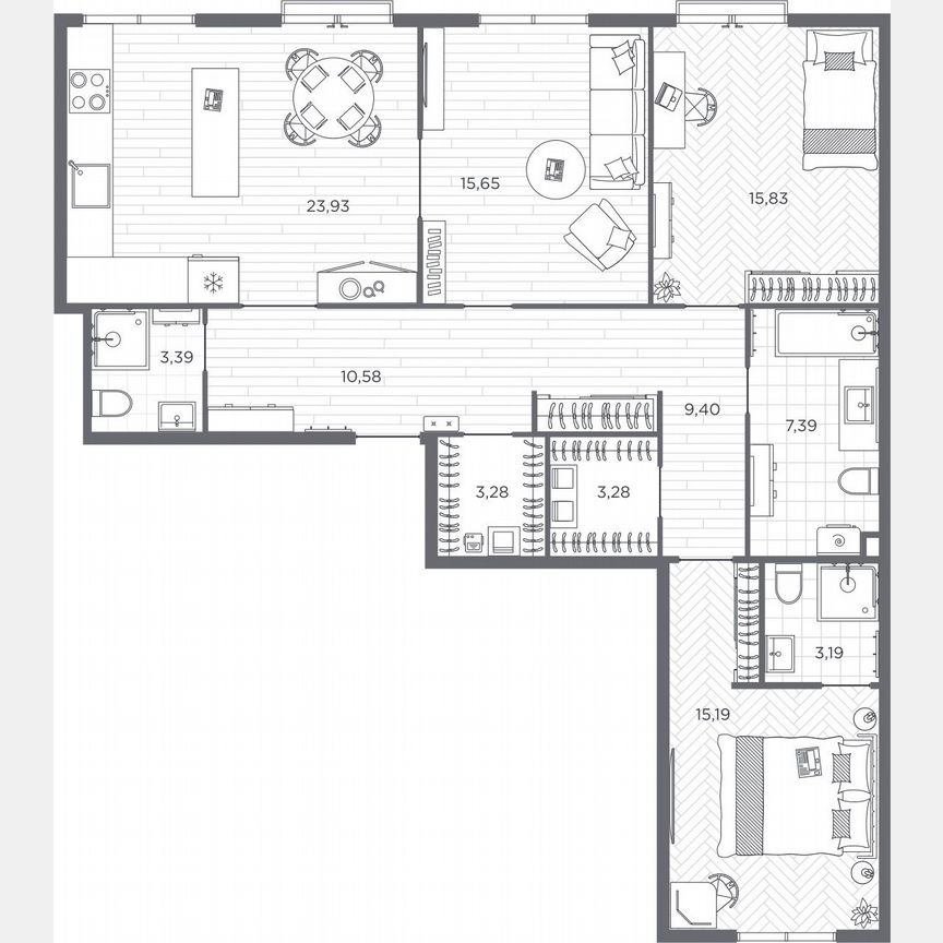 3-к. квартира, 111,1 м², 2/9 эт.